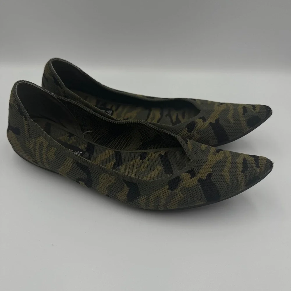 Steven by Steve Madden Rosy Flats Women 10 Green Camo‎ Knit Pointed Toe Shoes